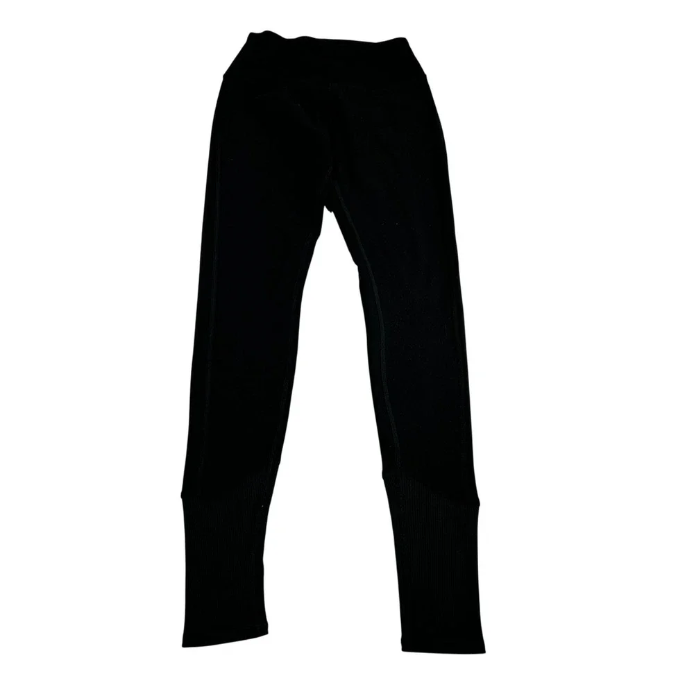 Alo Yoga Alosoft Lounge Legging Black High Waist Ribbed Cuff W5762R Small